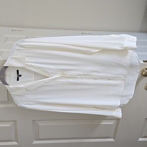 Quince Washable Stretch Silk Notch Collar Blouse M Ivory
